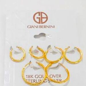 Giani Bernini Gold over silver Hoop Earrings x 3